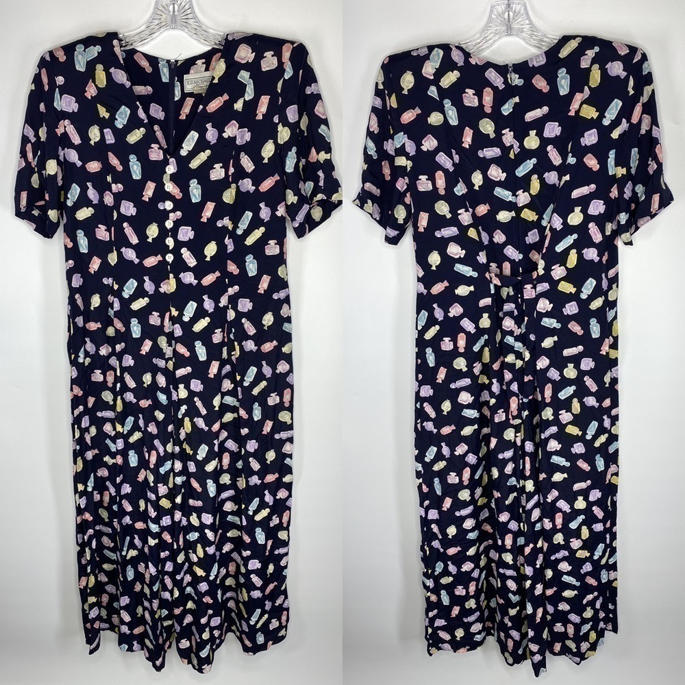 Vintage E.D Michaels By Melanie Drucker Perfume Bottle Navy Blue Dress Size 10